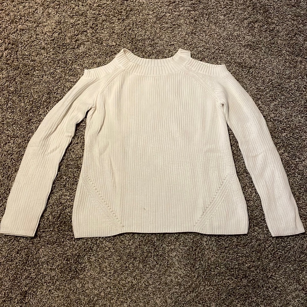 LOFT White Sweater Large- cold shoulder cut out